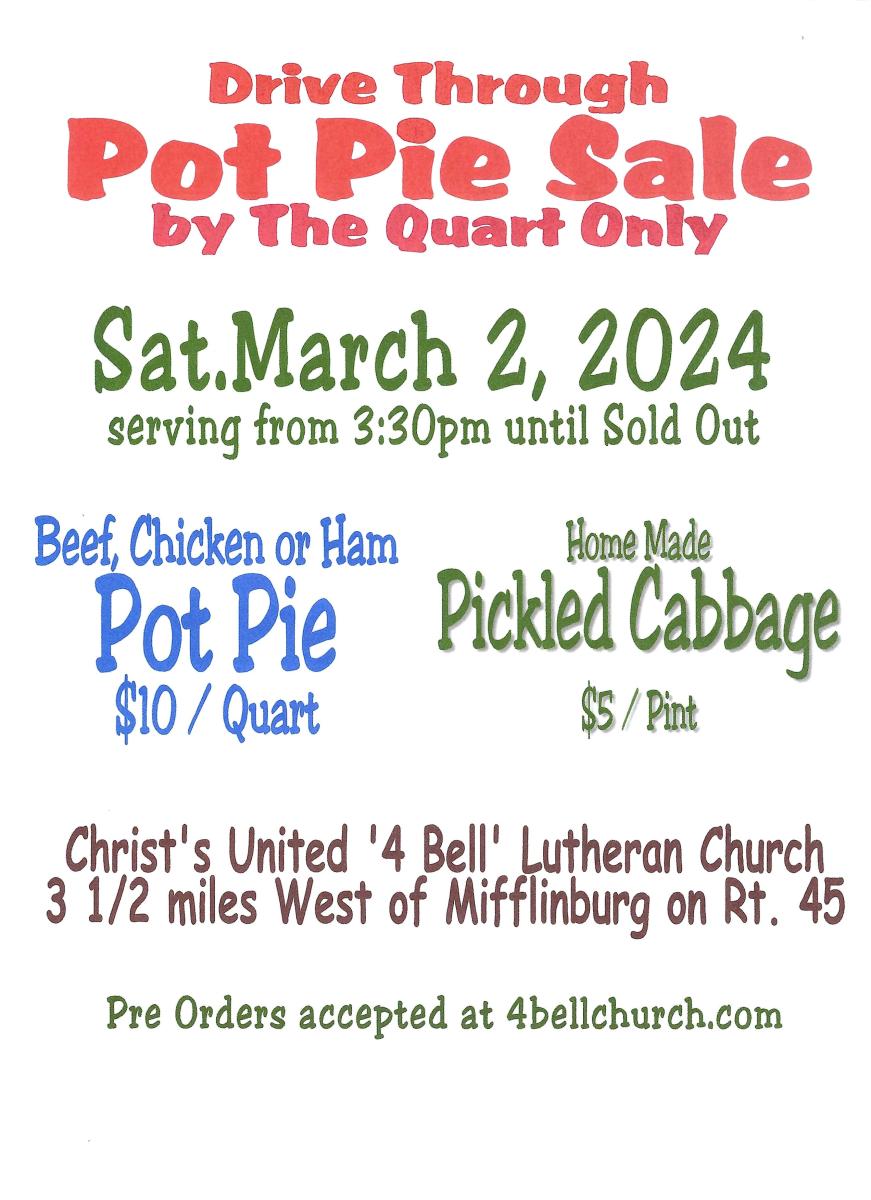 March Pot Pie Sale Poster